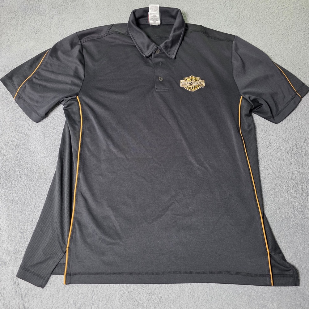 Harley-Davidson Mens XL Polo Shirt Gray Orange Piping Performance Redwood CA